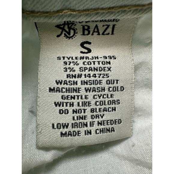 American Bazi Crop Flare‎ Hippie Retro Light Blue Jeans Women's SMALL - Picture 8 of 11